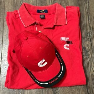Cummins Red Polo Shirt and Hat Combo Men’s Size 2XL